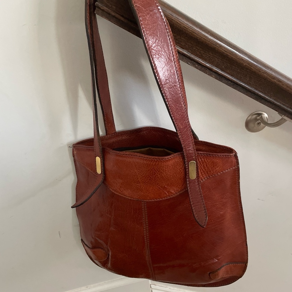 Women’s Artisanal Leather Tote Bag Cognac Minimal Handcrafted Vintage Style